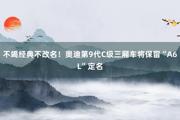 不竭經(jīng)典不改名！奧迪第9代C級(jí)三廂車(chē)將保留“A6L”定名